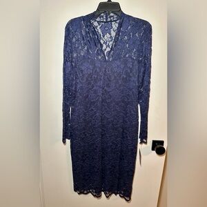 NWT Marina navy lace overlay dress Size 14